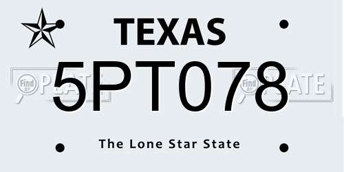 5PT078 Texas License Plate