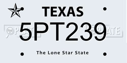 5PT239 Texas License Plate