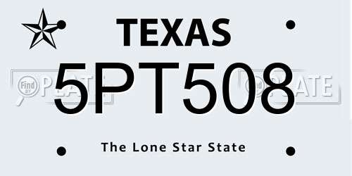 5PT508 Texas License Plate