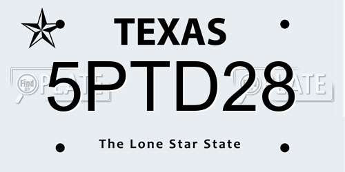 5PTD28 Texas License Plate