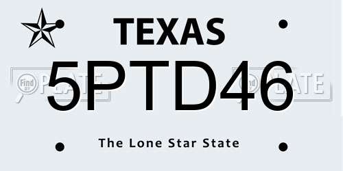 5PTD46 Texas License Plate