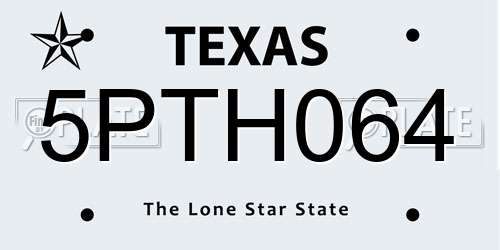 5PTH064 Texas License Plate