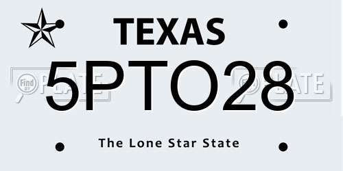 5PTO28 Texas License Plate