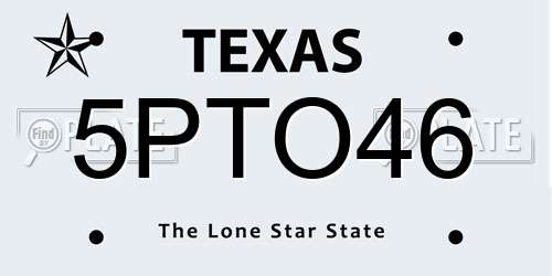 5PTO46 Texas License Plate