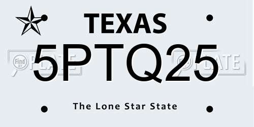 5PTQ25 Texas License Plate