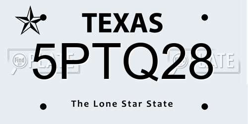 5PTQ28 Texas License Plate