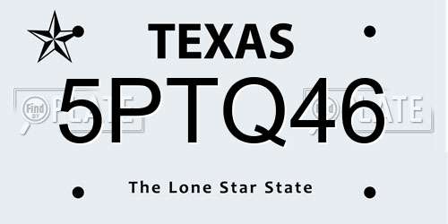 5PTQ46 Texas License Plate