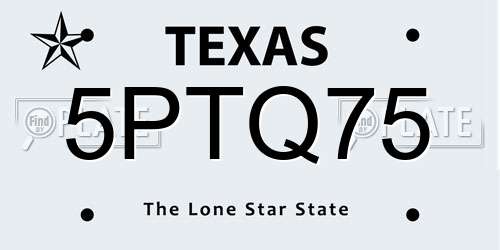 5PTQ75 Texas License Plate