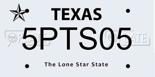 5PTS05 Texas License Plate