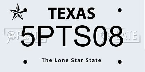 5PTS08 Texas License Plate