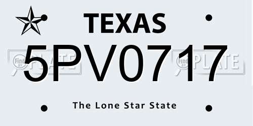 5PV0717 Texas License Plate