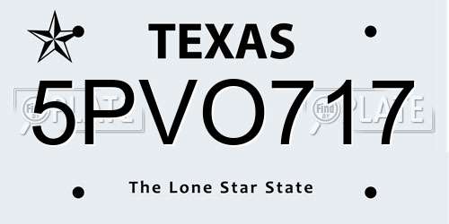 5PVO717 Texas License Plate