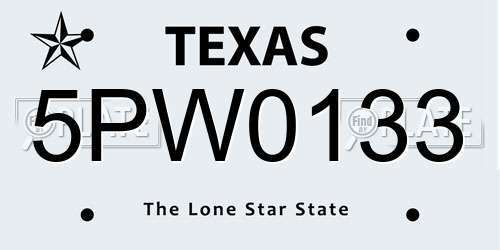 5PW0133 Texas License Plate