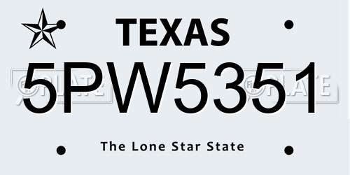 5PW5351 Texas License Plate