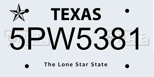 5PW5381 Texas License Plate