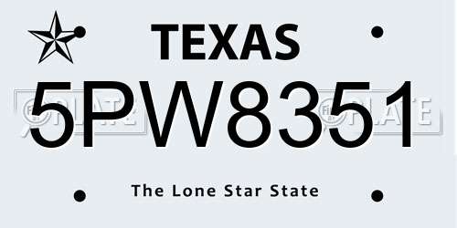 5PW8351 Texas License Plate