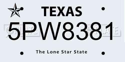 5PW8381 Texas License Plate