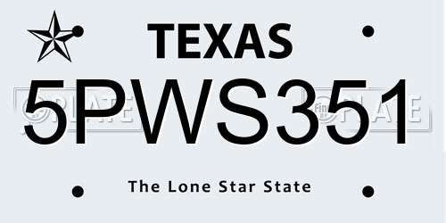 5PWS351 Texas License Plate