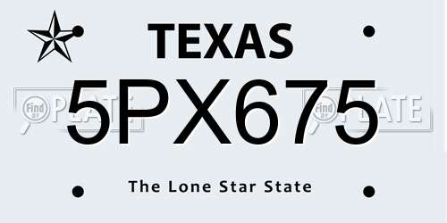 5PX675 Texas License Plate