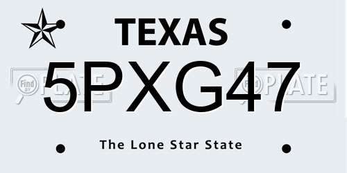 5PXG47 Texas License Plate