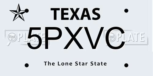 5PXVC Texas License Plate
