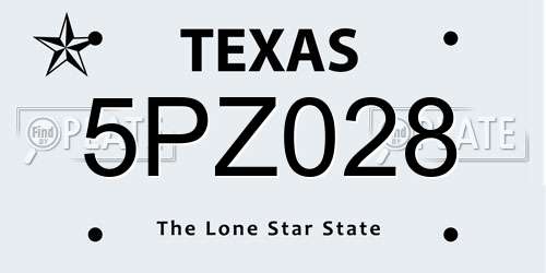 5PZ028 Texas License Plate
