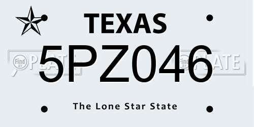 5PZ046 Texas License Plate