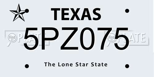 5PZ075 Texas License Plate