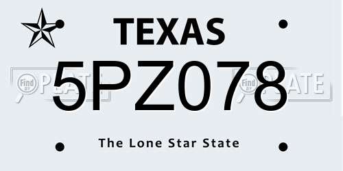 5PZ078 Texas License Plate