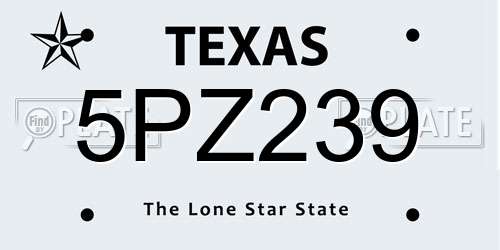 5PZ239 Texas License Plate