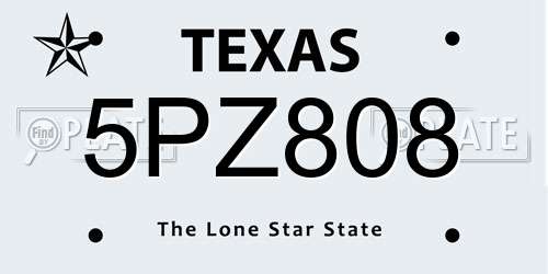 5PZ808 Texas License Plate