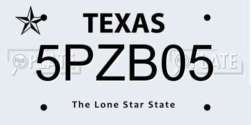 5PZB05 Texas License Plate