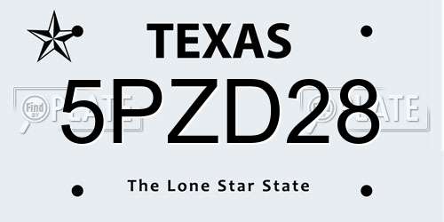 5PZD28 Texas License Plate