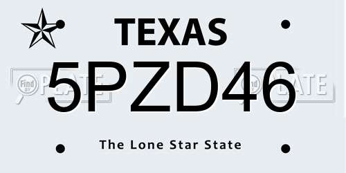 5PZD46 Texas License Plate