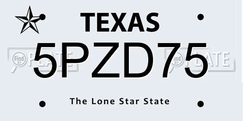 5PZD75 Texas License Plate