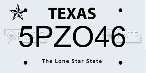 5PZO46 Texas License Plate