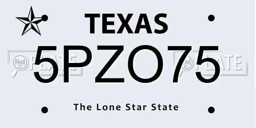 5PZO75 Texas License Plate