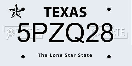 5PZQ28 Texas License Plate