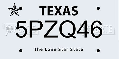 5PZQ46 Texas License Plate