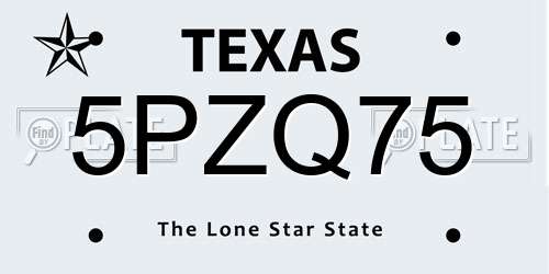 5PZQ75 Texas License Plate