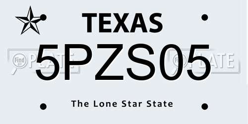 5PZS05 Texas License Plate