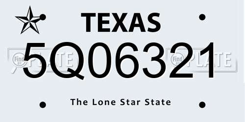 5Q06321 Texas License Plate