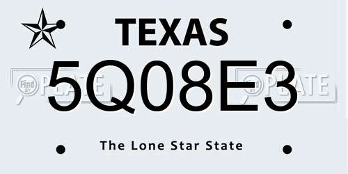 5Q08E3 Texas License Plate