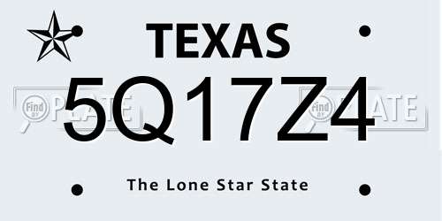 5Q17Z4 Texas License Plate