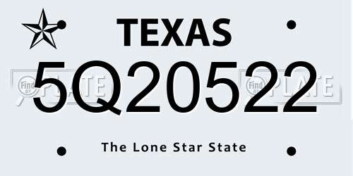 5Q20522 Texas License Plate