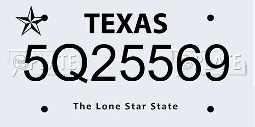 5Q25569 Texas License Plate