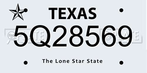5Q28569 Texas License Plate