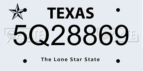 5Q28869 Texas License Plate