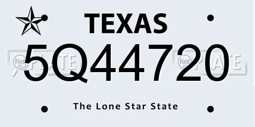 5Q44720 Texas License Plate