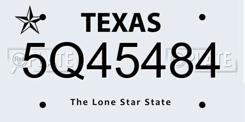 5Q45484 Texas License Plate